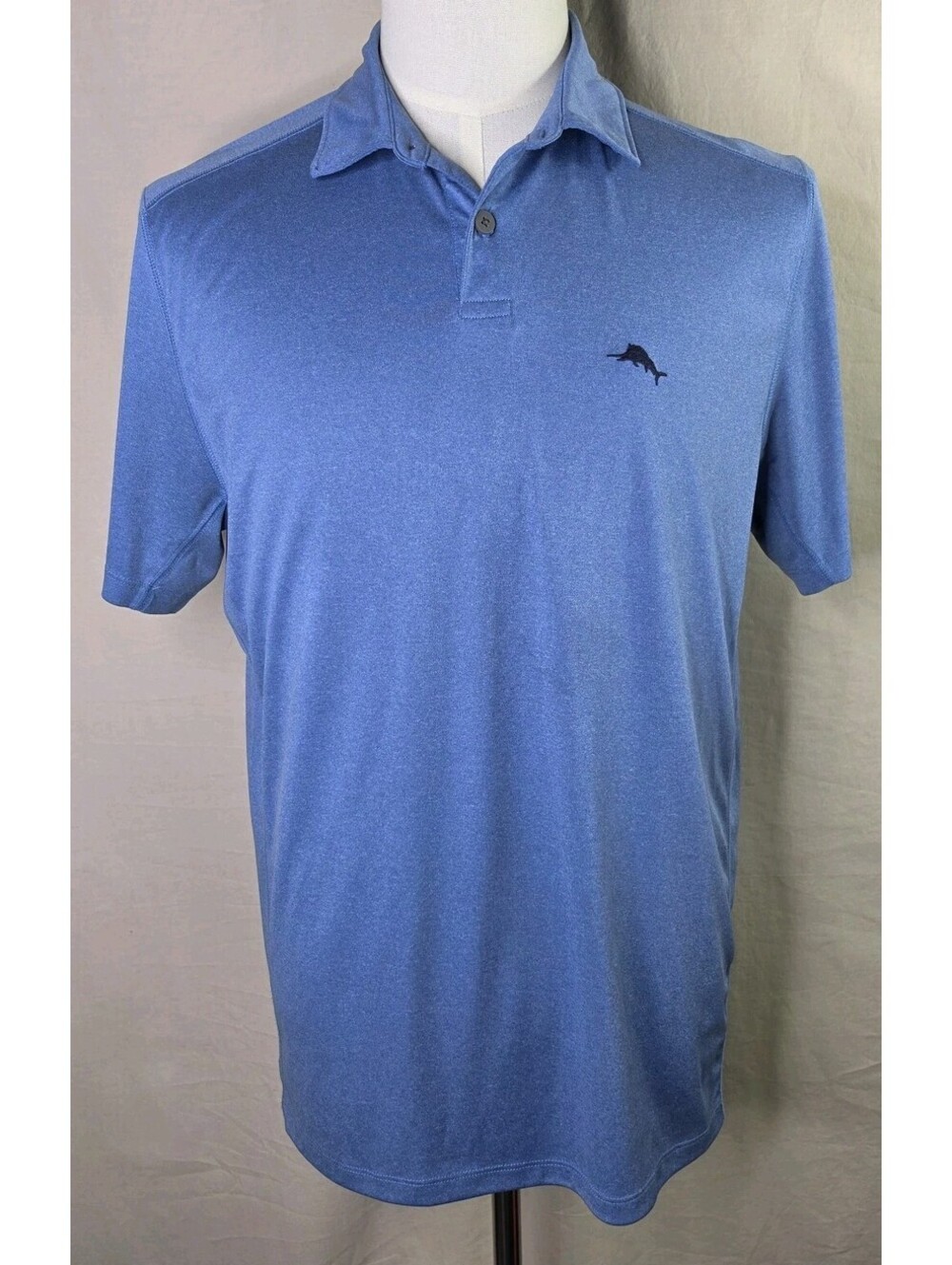 Tommy Bahama Blue Heathered Polo Shirt Men's Medium Short Sleeve